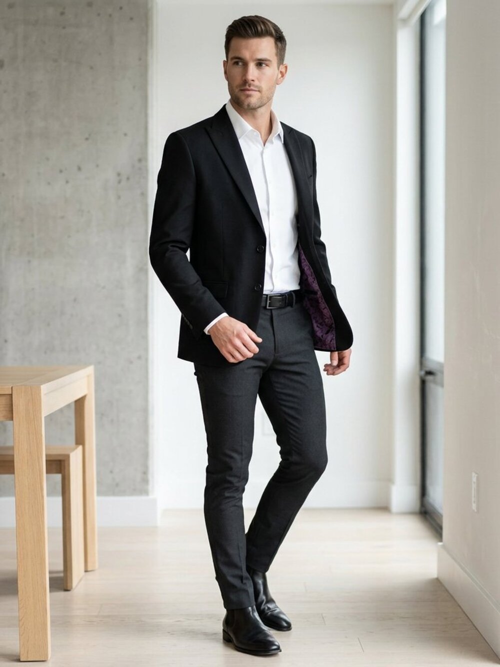 The Saville Row Company "Brixton" Two-Button Peak Lapel Skinny Fit Suit Jacket N